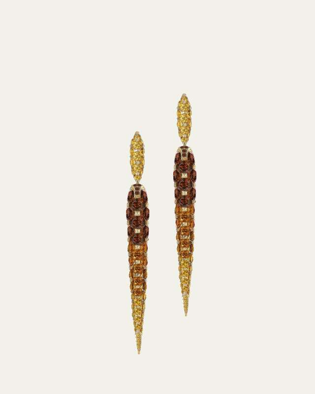Yellow Gold Merveilles Icicle Earrings with Garnet
